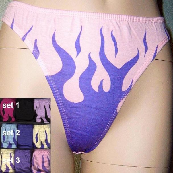 3-PACK DAMES STRING FLAME